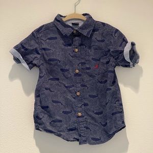 Toddler Button Down Shirt with Whale Print
